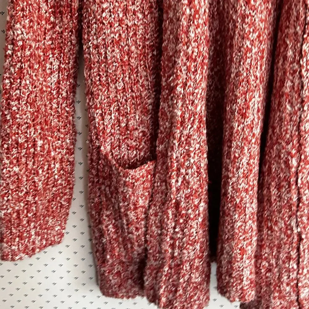 Steve Madden Odetta Marled Cardigan Sweater S NWOT Pink White Red Long Line - Picture 4 of 6